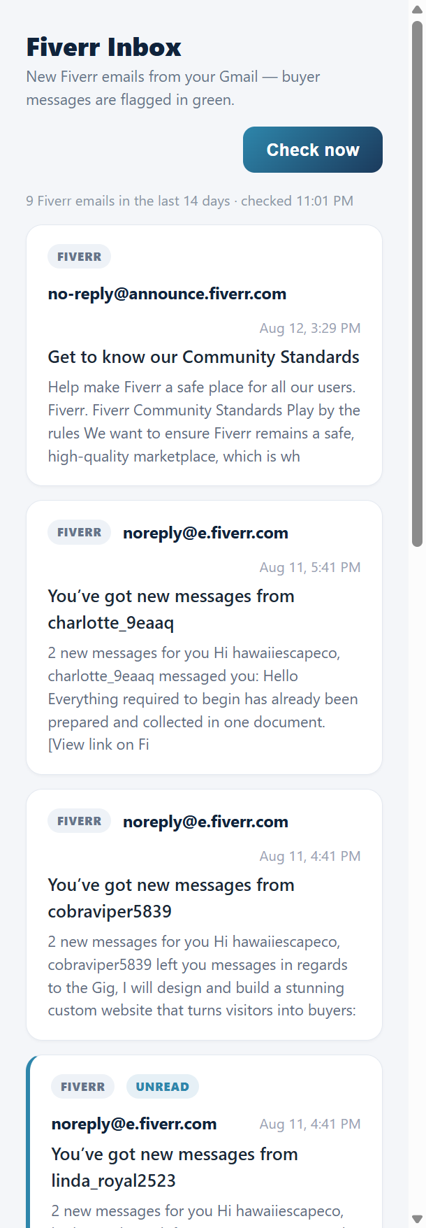Fiverr Inbox